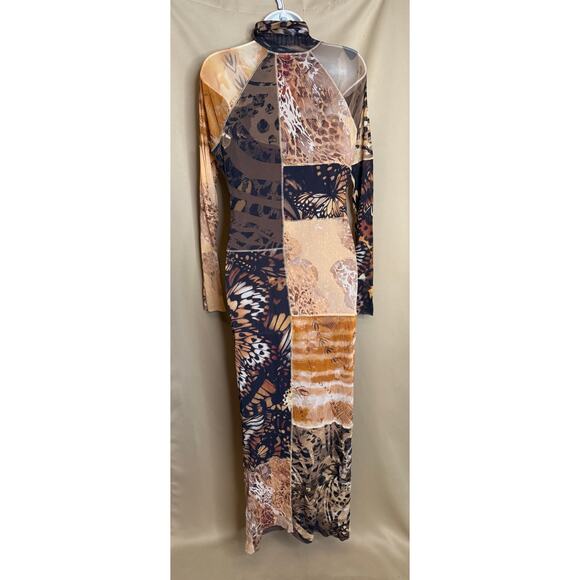 Fuzzi Abito Brown Patchwork Dress XXL - Picture 10 of 14